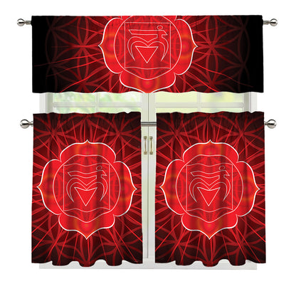 Muladhara Chakra Spiritual Print 3 Piece Kitchen Curtains