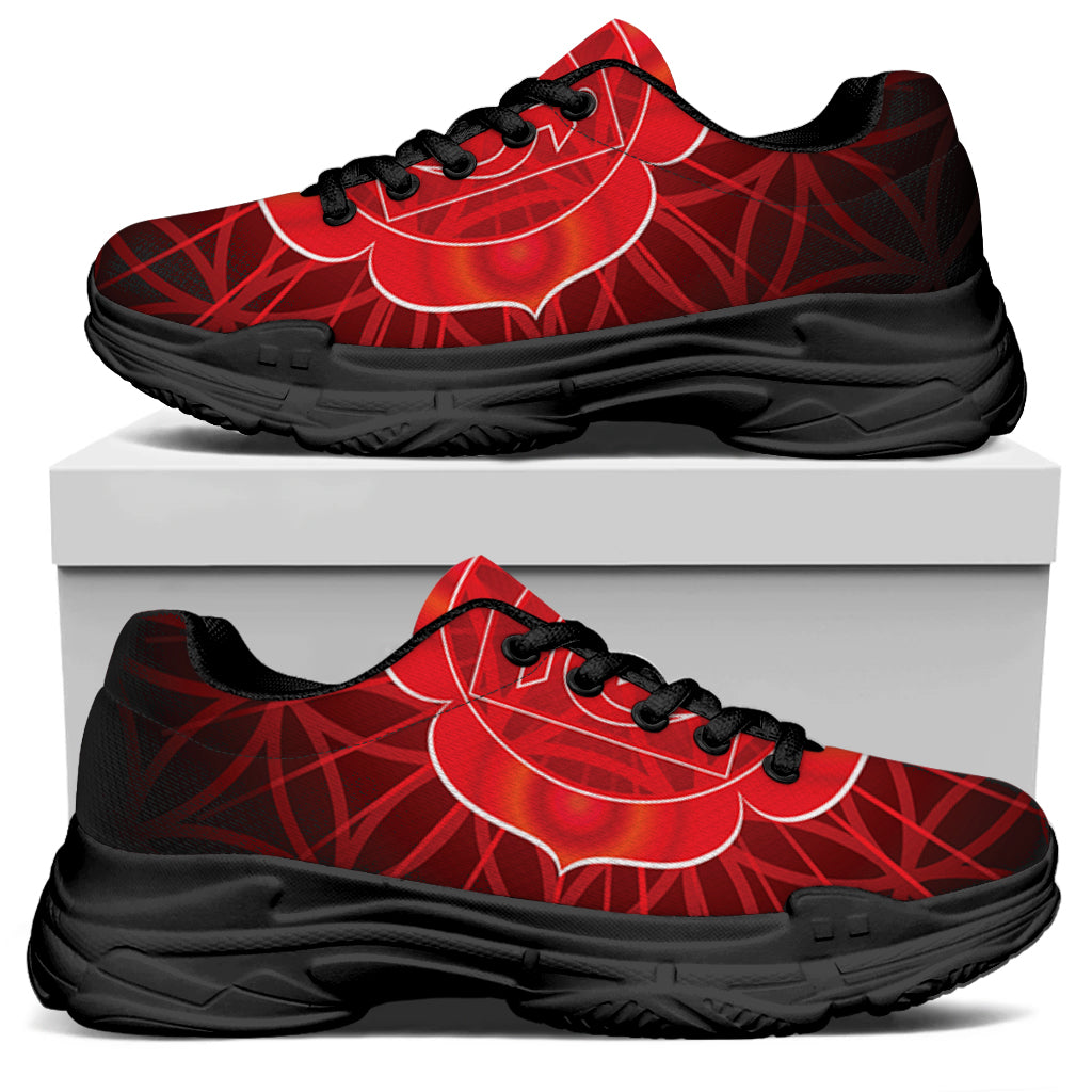 Muladhara Chakra Spiritual Print Black Chunky Shoes