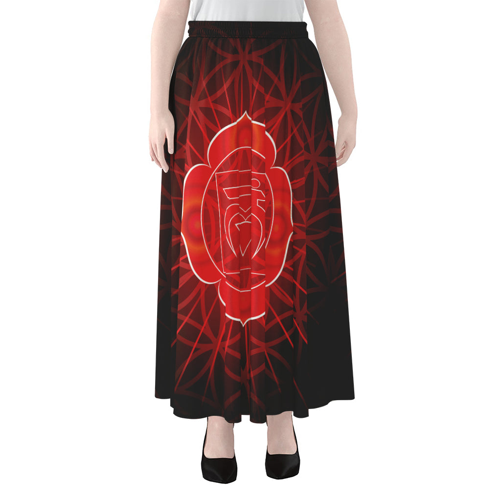 Muladhara Chakra Spiritual Print Chiffon Maxi Skirt