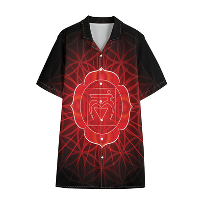 Muladhara Chakra Spiritual Print Cotton Hawaiian Shirt
