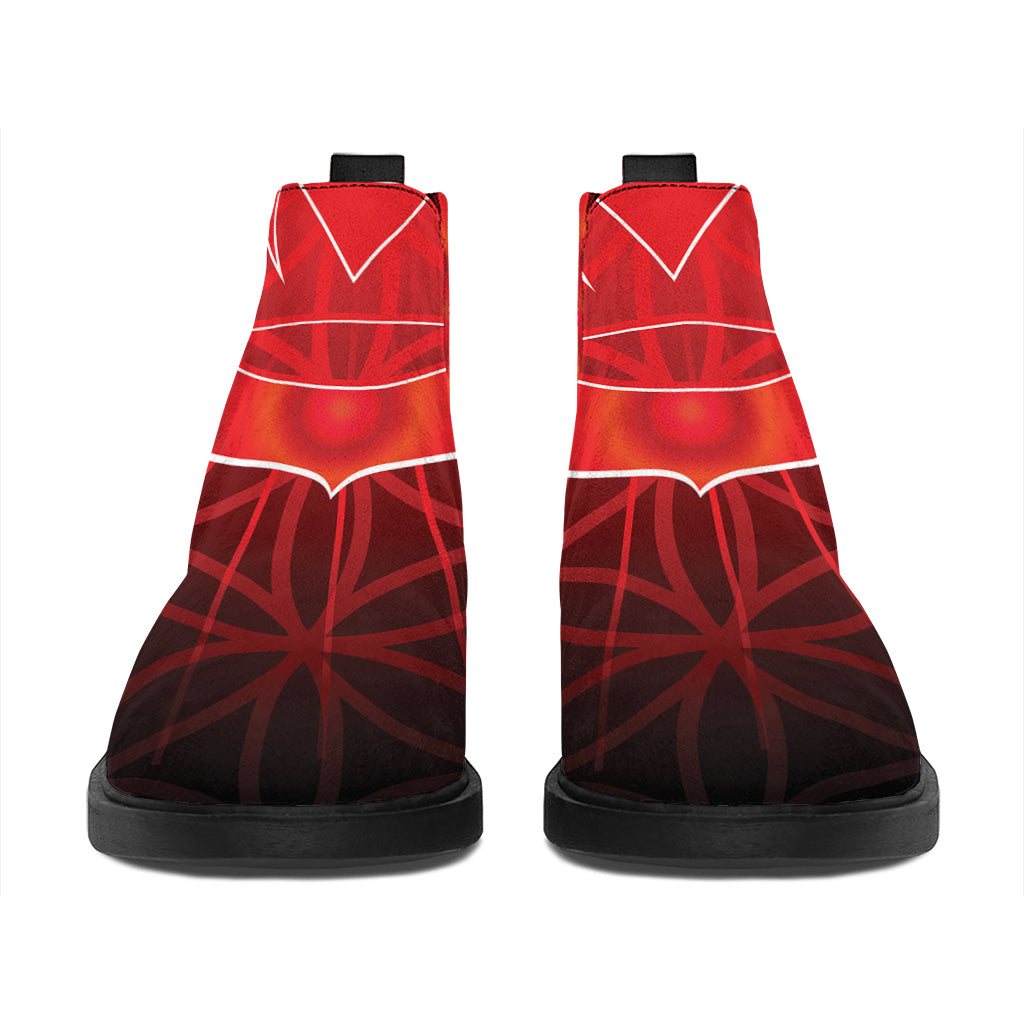 Muladhara Chakra Spiritual Print Flat Ankle Boots
