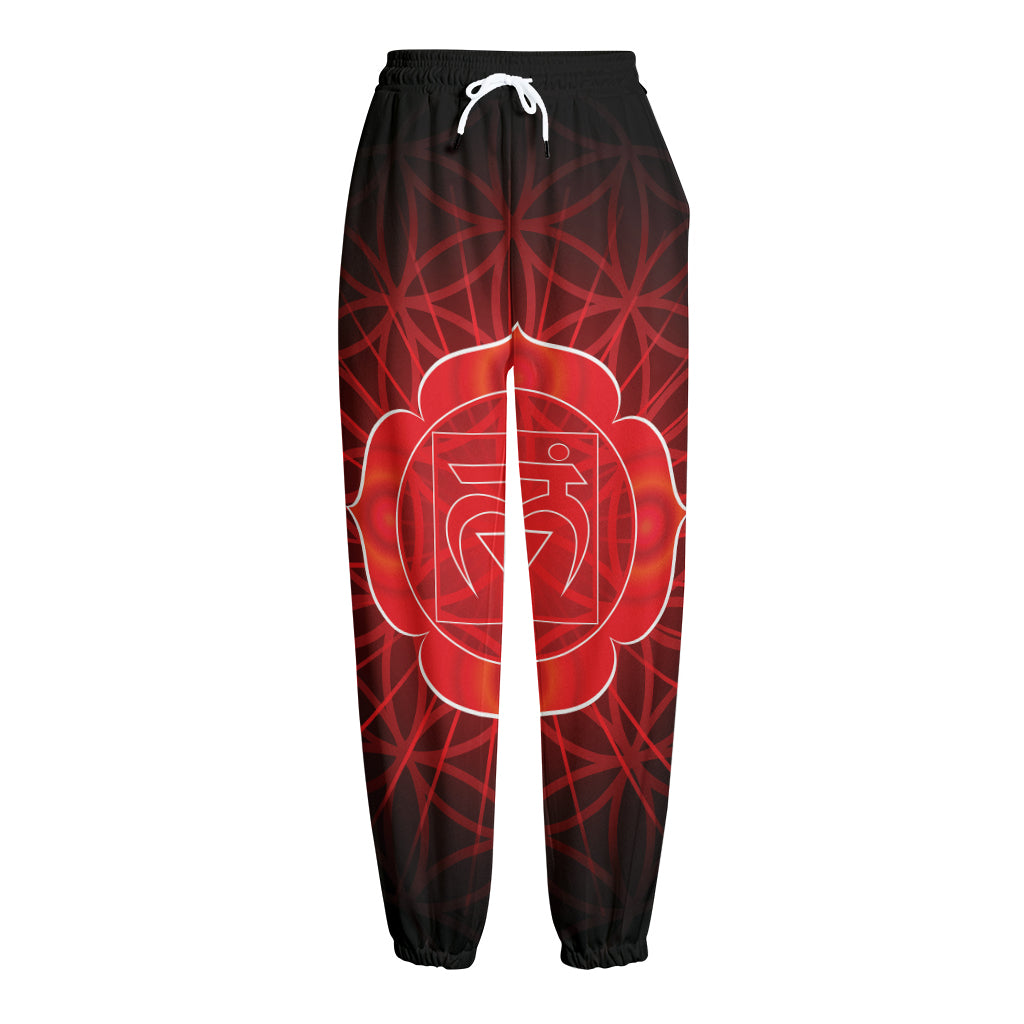Muladhara Chakra Spiritual Print Fleece Lined Knit Pants