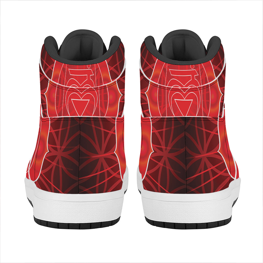 Muladhara Chakra Spiritual Print High Top Leather Sneakers