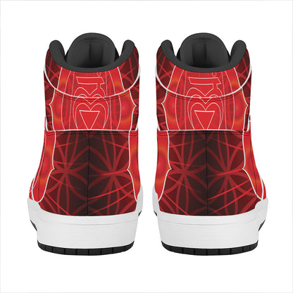 Muladhara Chakra Spiritual Print High Top Leather Sneakers