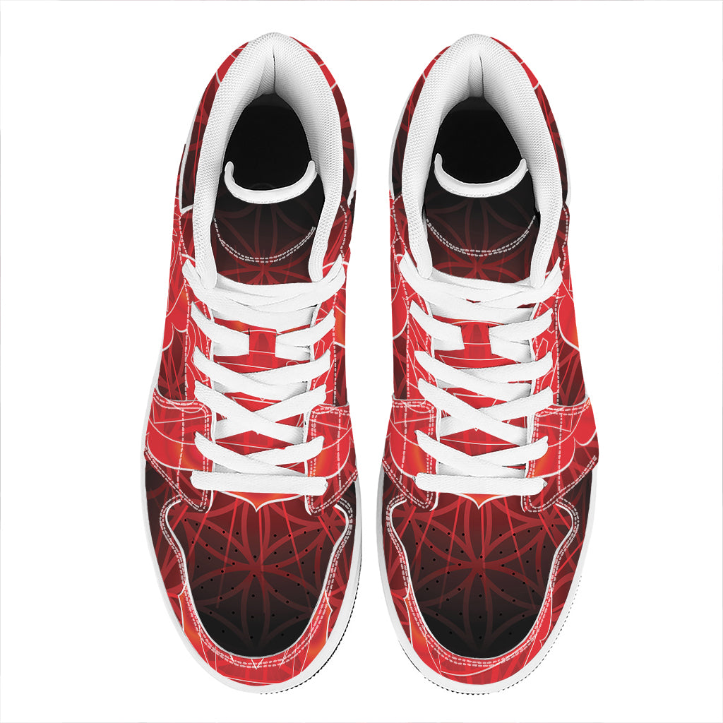 Muladhara Chakra Spiritual Print High Top Leather Sneakers