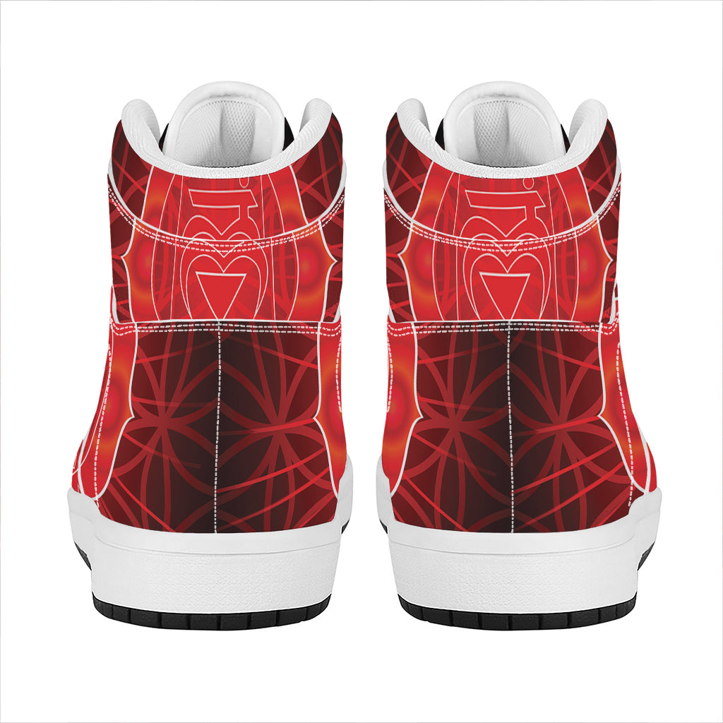 Muladhara Chakra Spiritual Print High Top Leather Sneakers