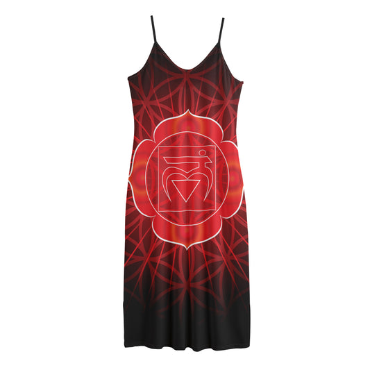 Muladhara Chakra Spiritual Print Jersey Midi Cami Dress
