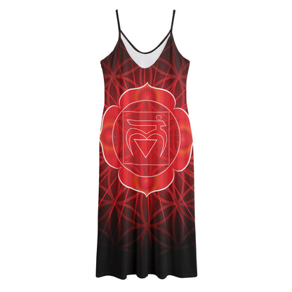 Muladhara Chakra Spiritual Print Jersey Midi Cami Dress