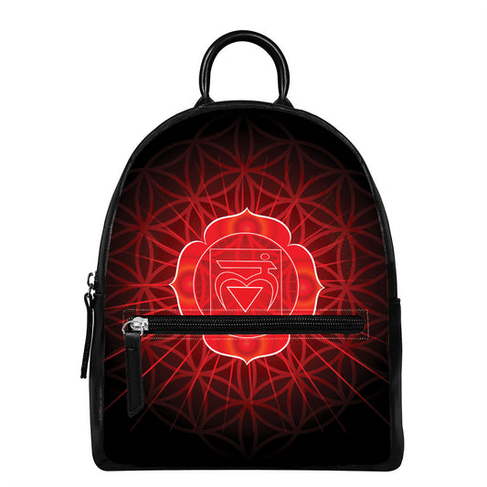 Muladhara Chakra Spiritual Print Leather Backpack