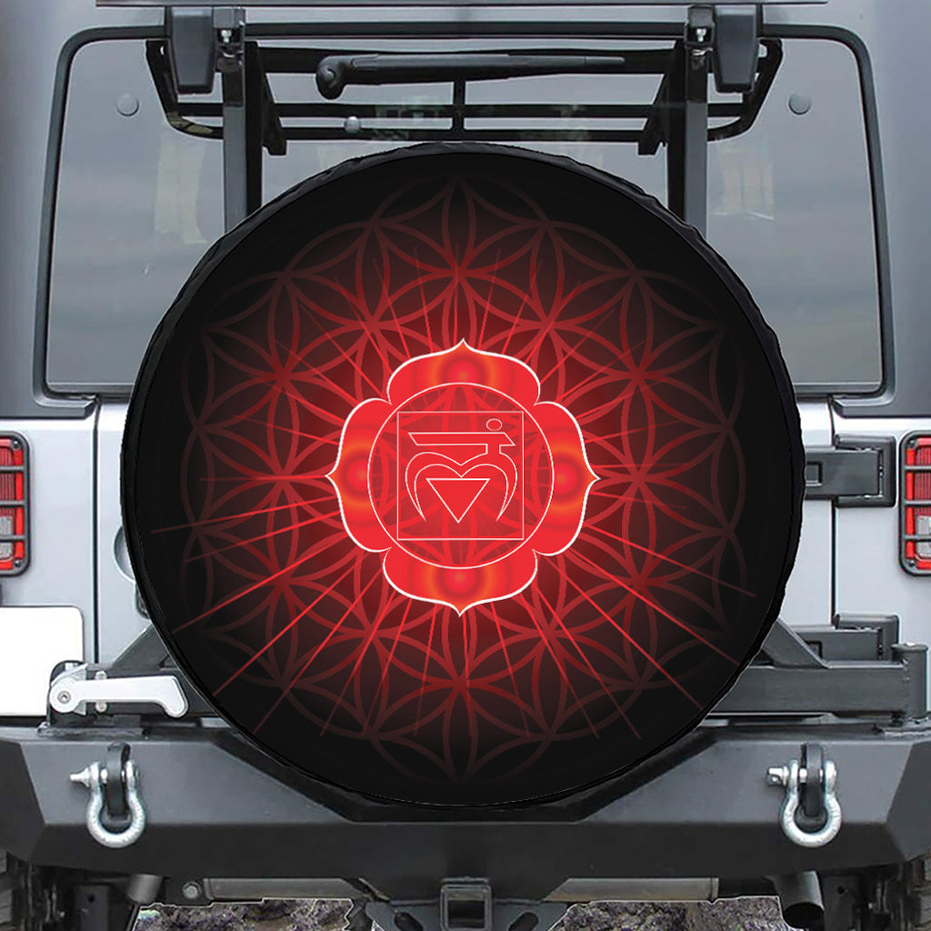 Muladhara Chakra Spiritual Print Leather Spare Tire Cover