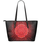 Muladhara Chakra Spiritual Print Leather Tote Bag
