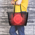 Muladhara Chakra Spiritual Print Leather Tote Bag