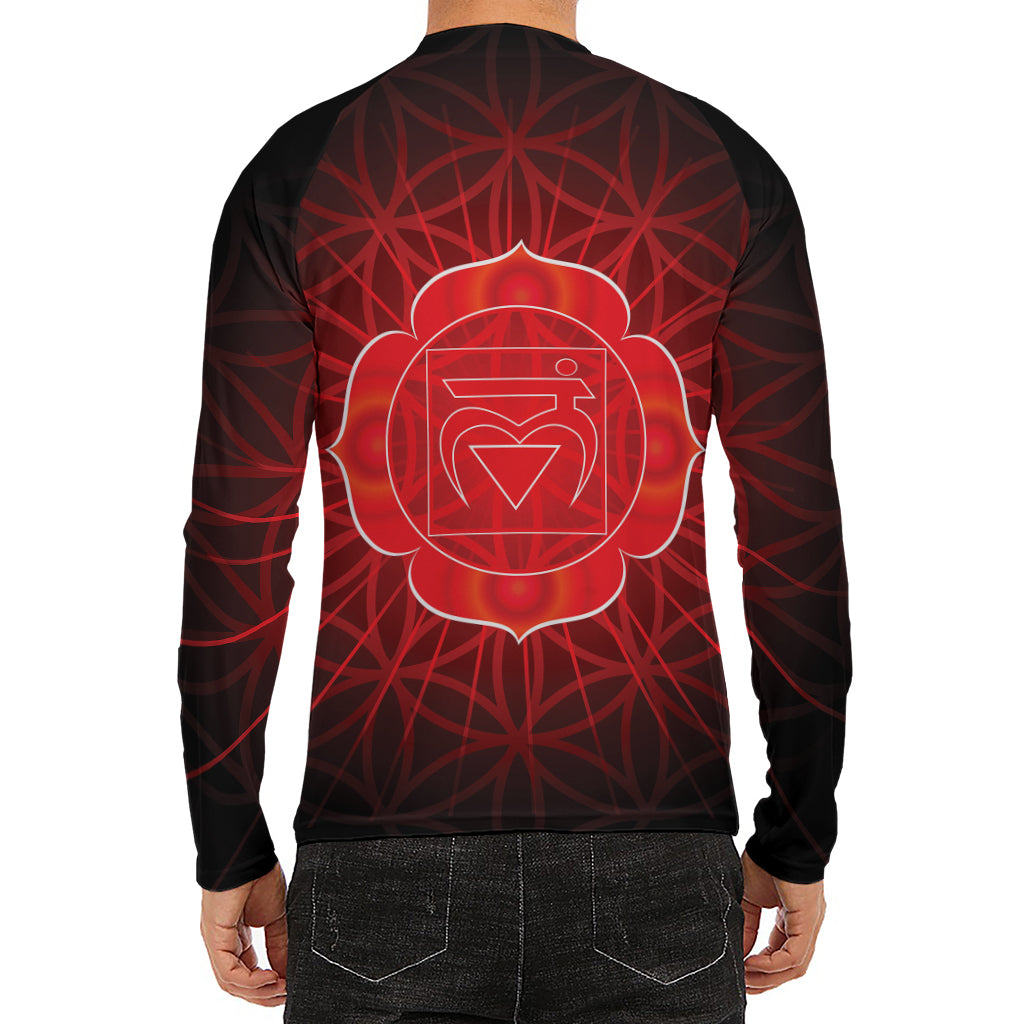Muladhara Chakra Spiritual Print Men's Long Sleeve Rash Guard