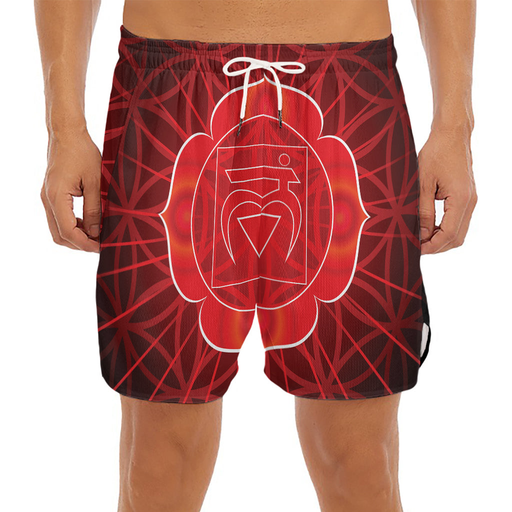 Muladhara Chakra Spiritual Print Men's Split Running Shorts