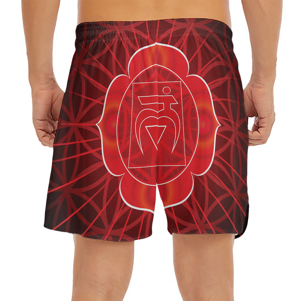 Muladhara Chakra Spiritual Print Men's Split Running Shorts