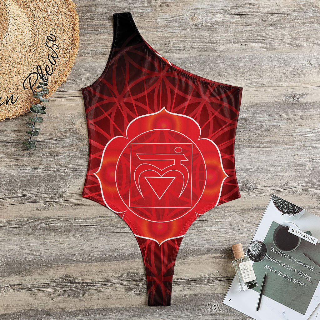 Muladhara Chakra Spiritual Print One Shoulder Bodysuit