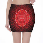 Muladhara Chakra Spiritual Print Pencil Mini Skirt
