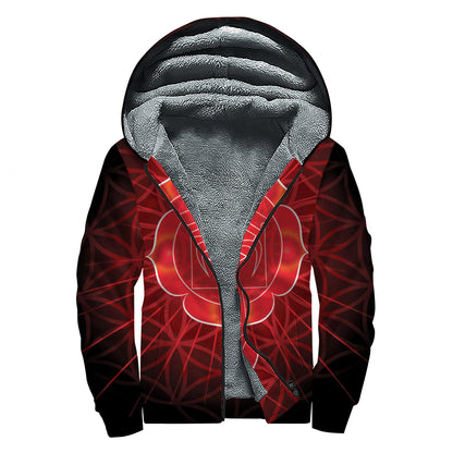 Muladhara Chakra Spiritual Print Sherpa Lined Zip Up Hoodie