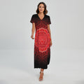 Muladhara Chakra Spiritual Print Short Sleeve Maxi Dress