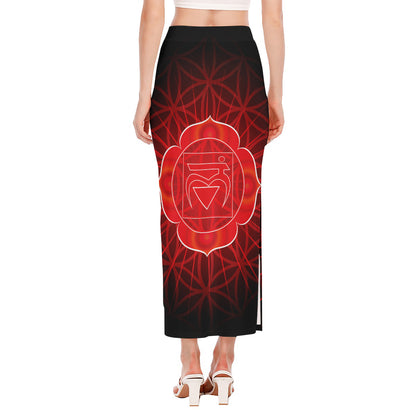 Muladhara Chakra Spiritual Print Side Slit Maxi Skirt