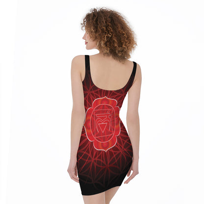 Muladhara Chakra Spiritual Print Sleeveless Bodycon Dress