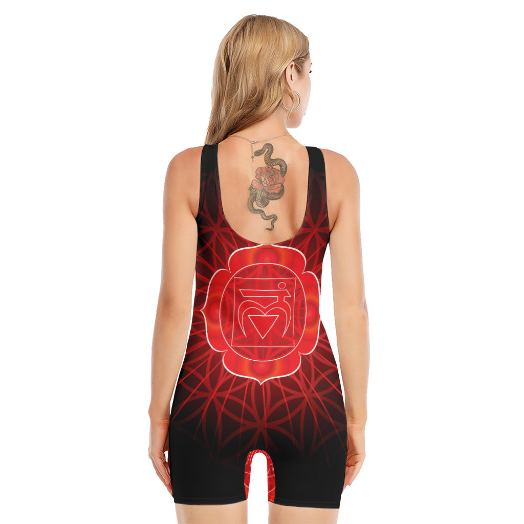 Muladhara Chakra Spiritual Print Sleeveless One Piece Swimsuit