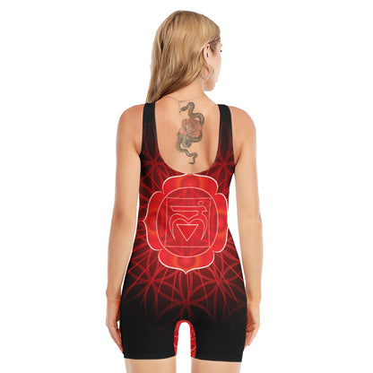 Muladhara Chakra Spiritual Print Sleeveless One Piece Swimsuit