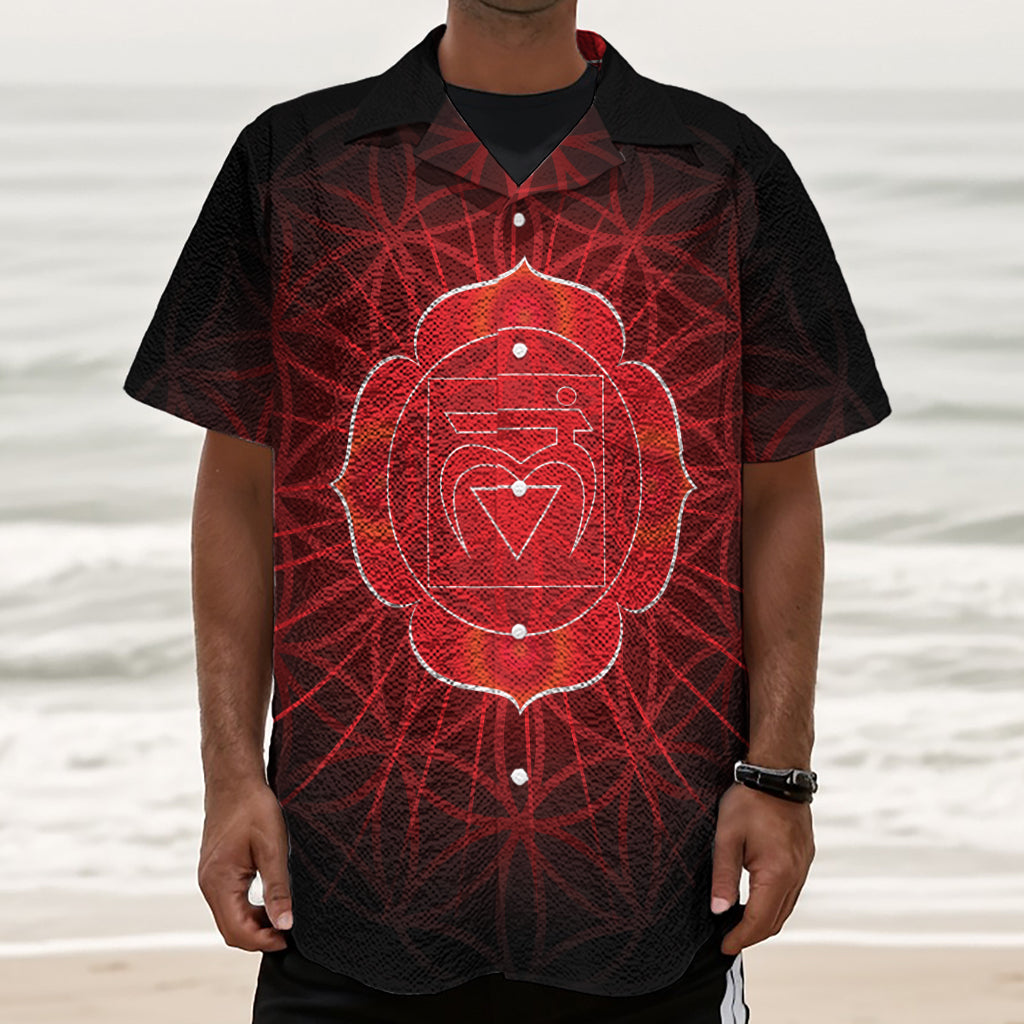 Muladhara Chakra Spiritual Print Textured Short Sleeve Shirt