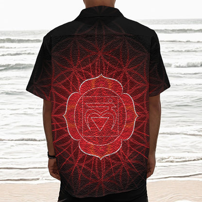 Muladhara Chakra Spiritual Print Textured Short Sleeve Shirt