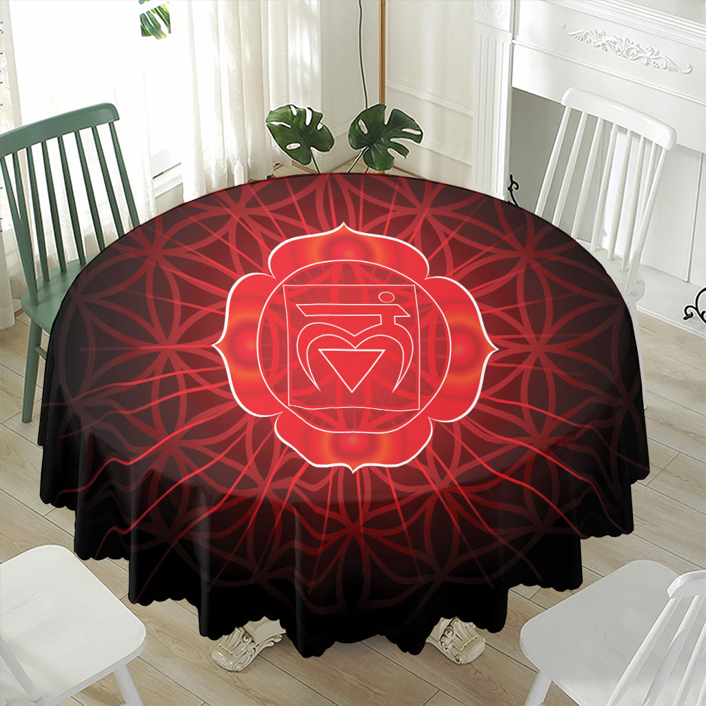 Muladhara Chakra Spiritual Print Waterproof Round Tablecloth