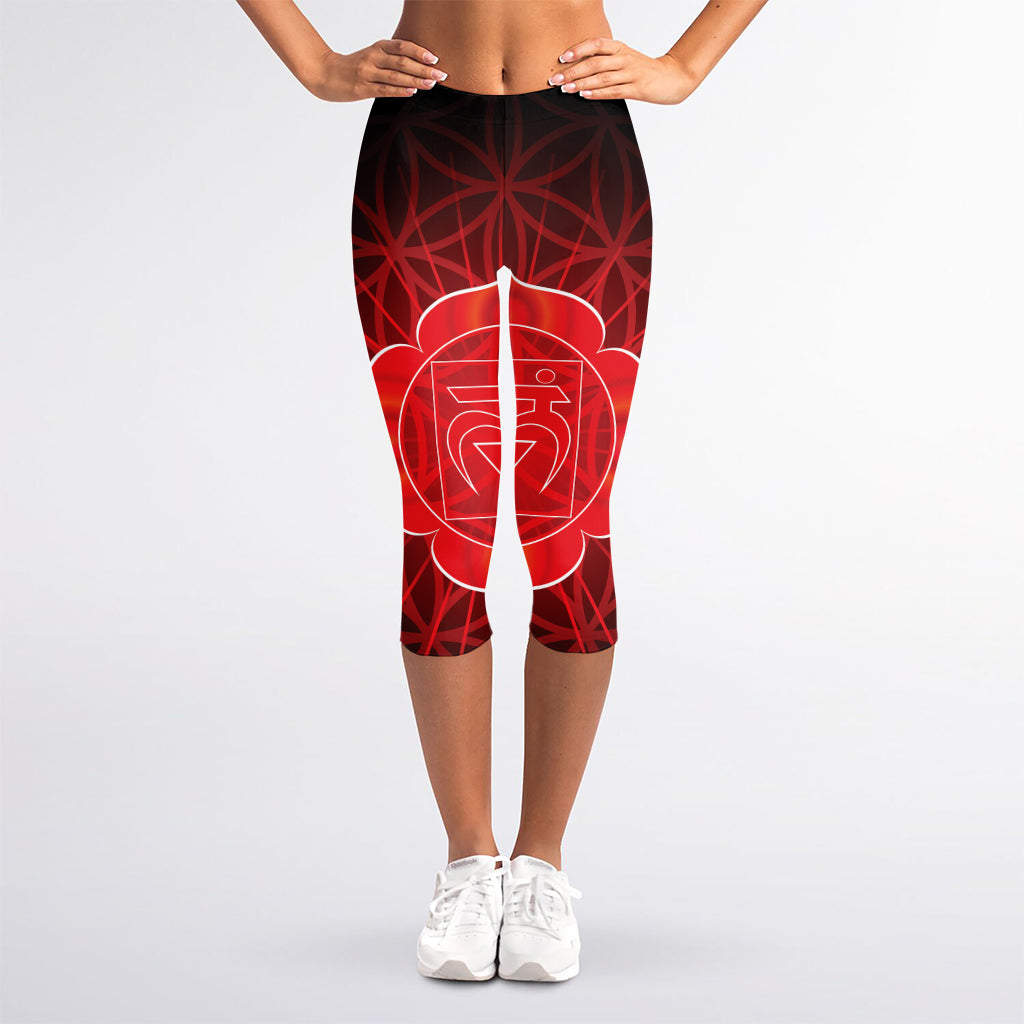 Muladhara Chakra Spiritual Print Women's Capri Leggings
