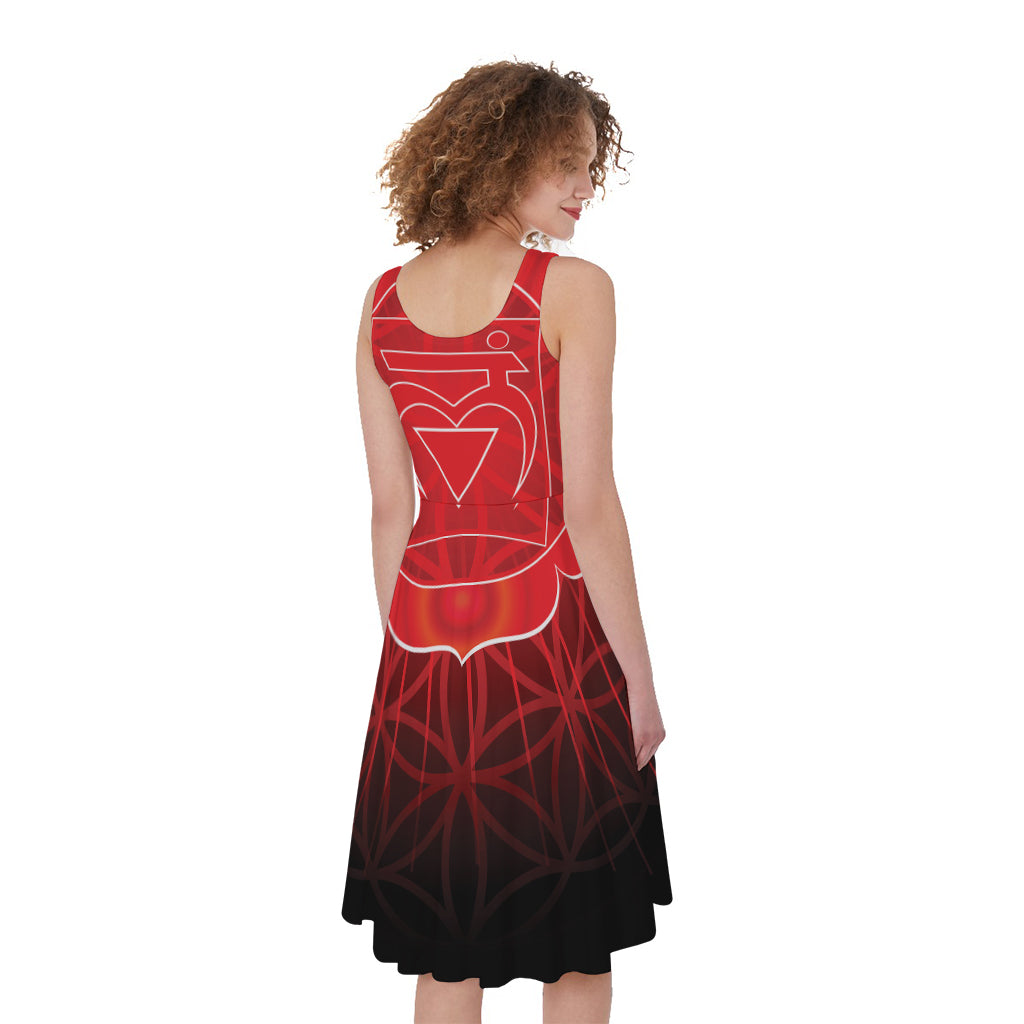 Muladhara Chakra Spiritual Print Women's Sleeveless Dress