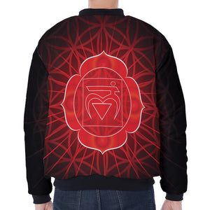 Muladhara Chakra Spiritual Print Zip Sleeve Bomber Jacket