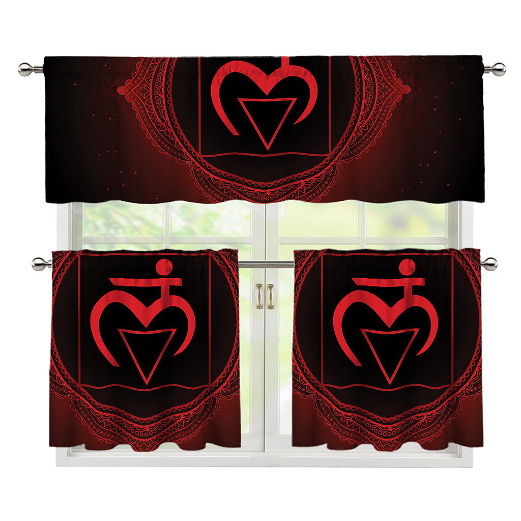 Muladhara Chakra Symbol Print 3 Piece Kitchen Curtains