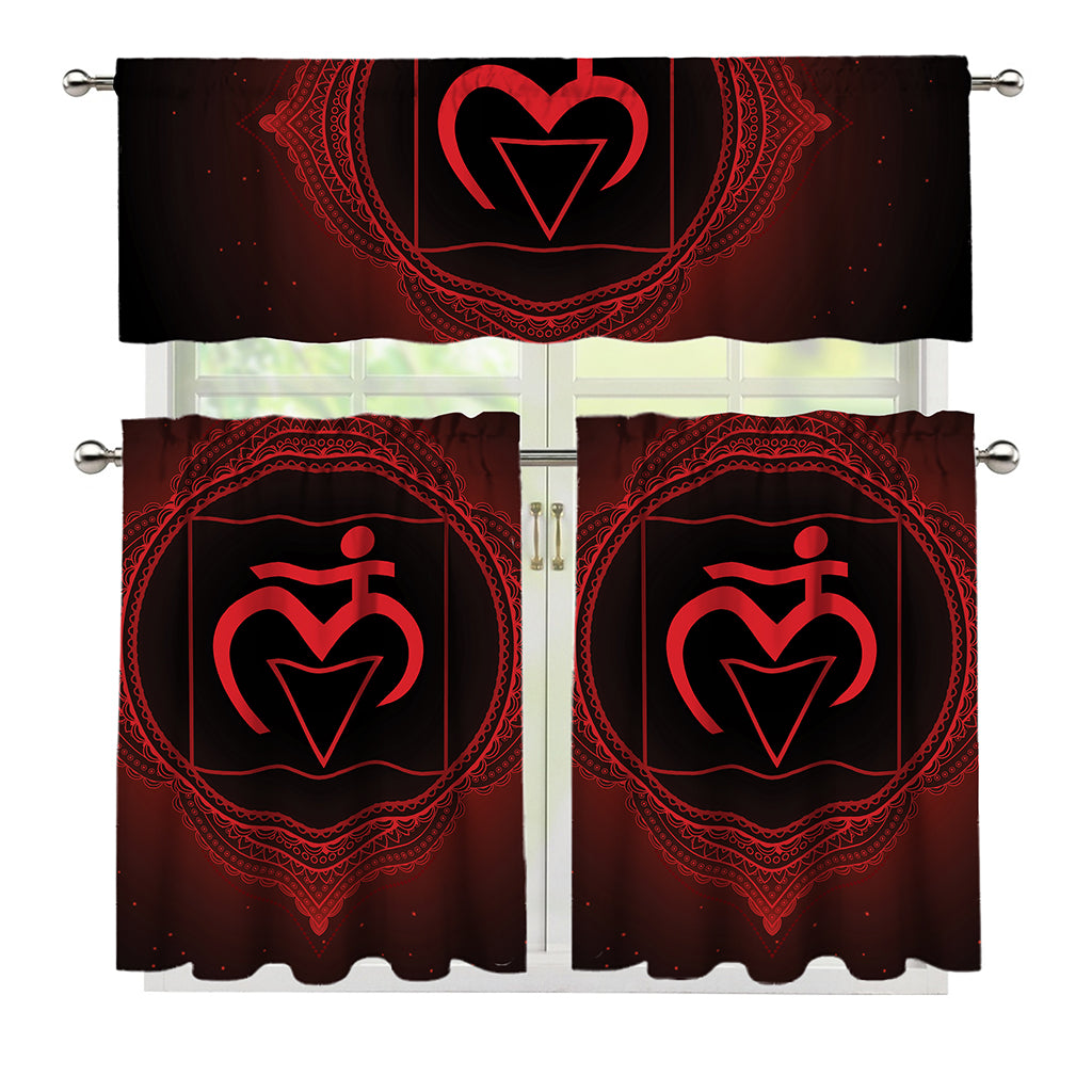 Muladhara Chakra Symbol Print 3 Piece Kitchen Curtains