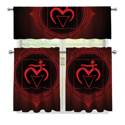 Muladhara Chakra Symbol Print 3 Piece Kitchen Curtains