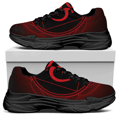 Muladhara Chakra Symbol Print Black Chunky Shoes