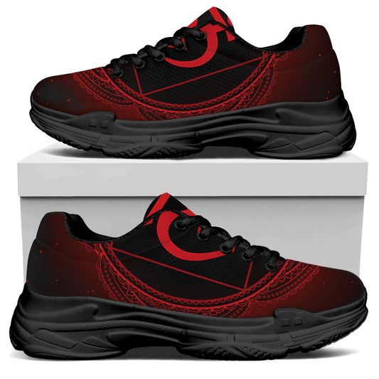 Muladhara Chakra Symbol Print Black Chunky Shoes