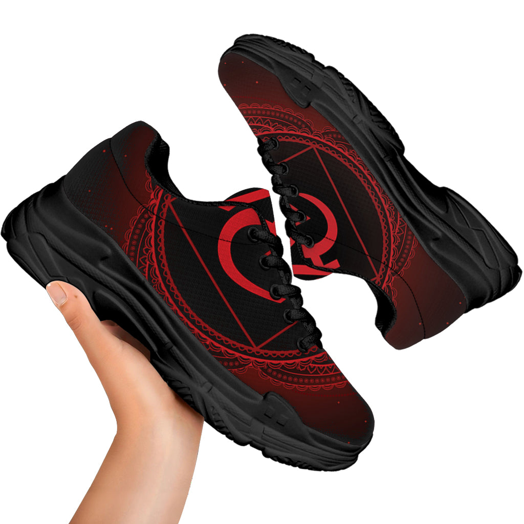 Muladhara Chakra Symbol Print Black Chunky Shoes