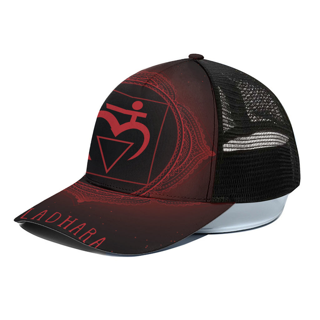 Muladhara Chakra Symbol Print Black Mesh Trucker Cap