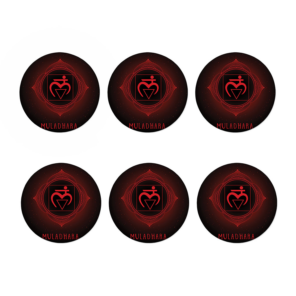 Muladhara Chakra Symbol Print Coaster Set