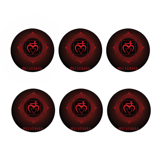 Muladhara Chakra Symbol Print Coaster Set