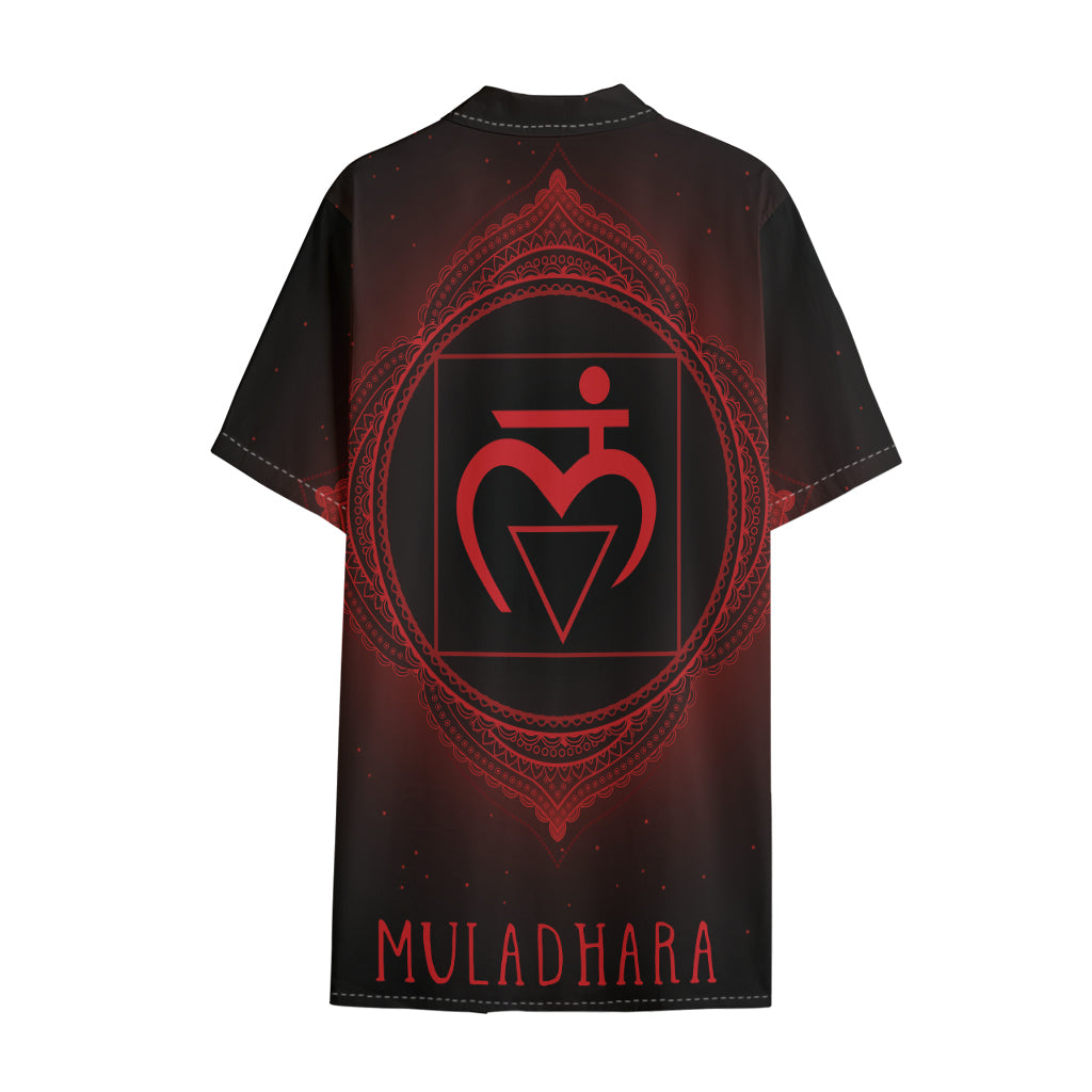 Muladhara Chakra Symbol Print Cotton Hawaiian Shirt