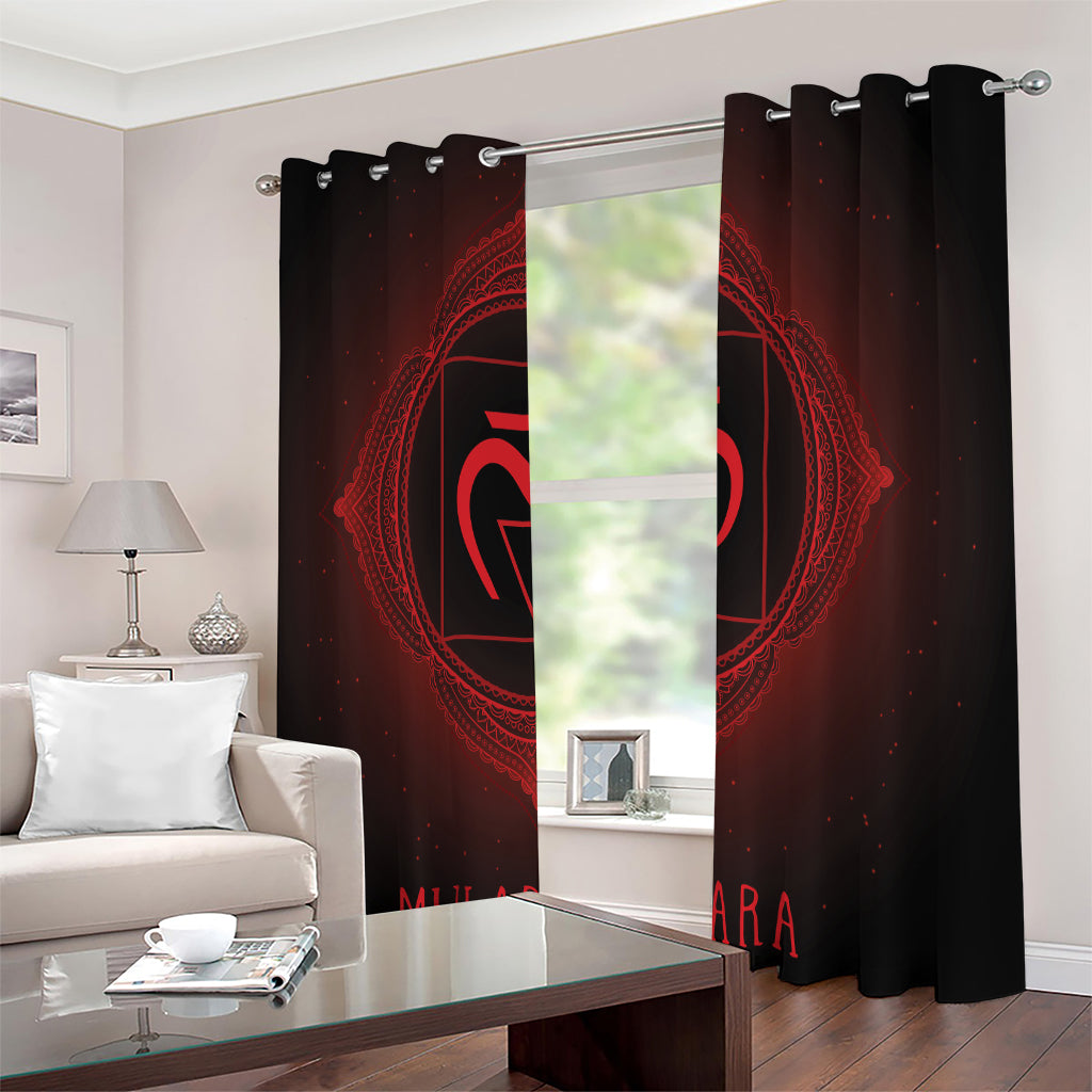 Muladhara Chakra Symbol Print Extra Wide Grommet Curtains