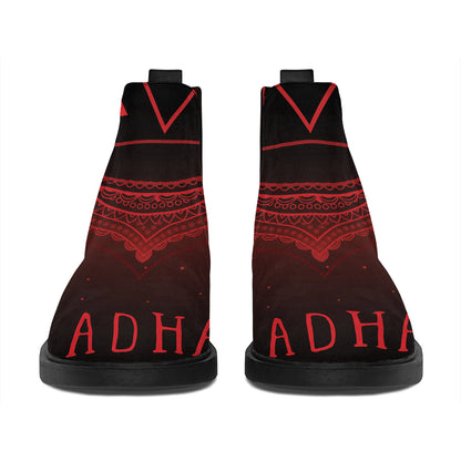 Muladhara Chakra Symbol Print Flat Ankle Boots