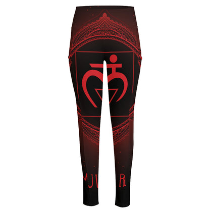Muladhara Chakra Symbol Print High-Waisted Pocket Leggings