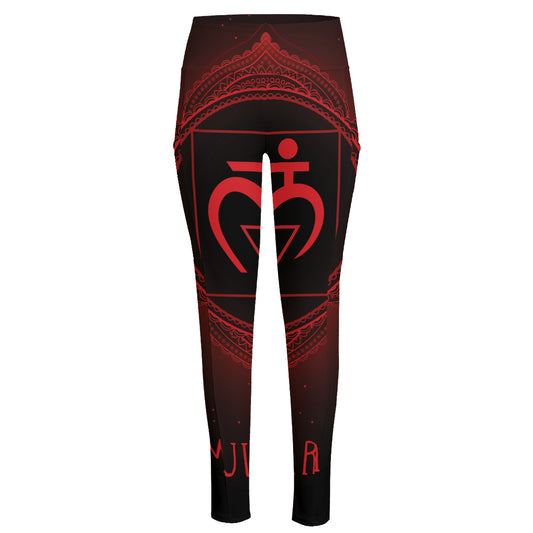 Muladhara Chakra Symbol Print High-Waisted Pocket Leggings