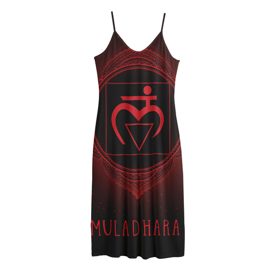 Muladhara Chakra Symbol Print Jersey Midi Cami Dress