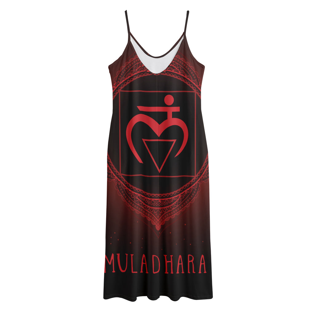 Muladhara Chakra Symbol Print Jersey Midi Cami Dress