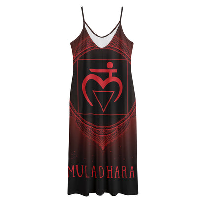 Muladhara Chakra Symbol Print Jersey Midi Cami Dress